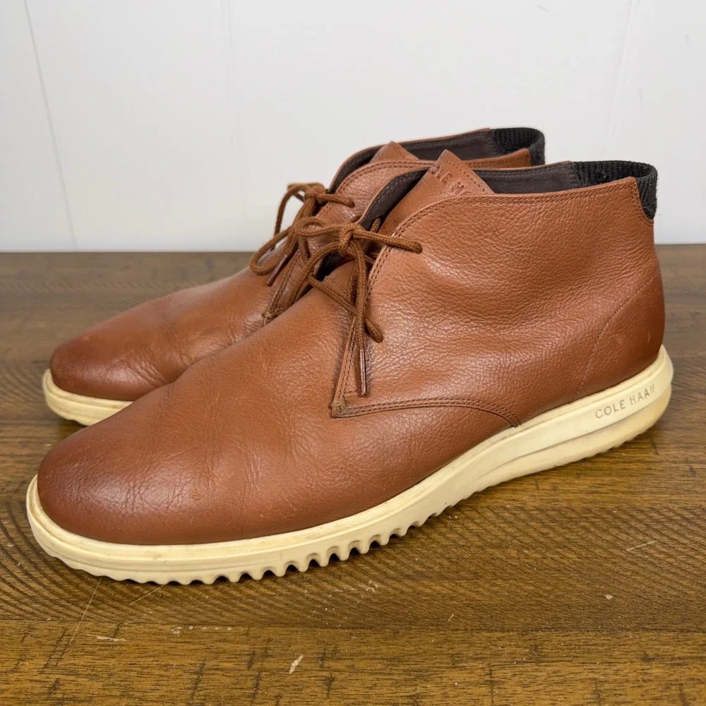 Cole‎ Haan Chukka Boots Mens 12W Brown Grand+ Leather Casual Comfort Shoes